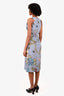 Gucci Blue Silk Flora Knight Light Matte Cady Dress Size 38
