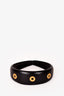Celine Black/Gold Toned Leather Ring Embellished Headband