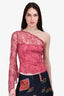 Emillio Pucci Pink Lace One Shoulder Top Size 8