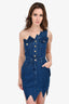 Moschino Jeans Dark Blue One Shoulder Denim Dress Size 42