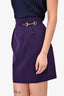 Celine Purple Wool Buckle Detailed Mini Skirt Size 36
