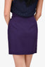 Celine Purple Wool Buckle Detailed Mini Skirt Size 36
