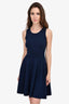 Milly Navy Knit Chevron Flare Dress Size S