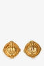 Pre-loved Chanel™ Gold Round Engraved 'CC' Logo Clip-On Earrings