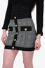 Balmain Black/White Mini Skirt with Gold Button 38