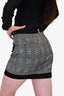 Balmain Black/White Mini Skirt with Gold Button 38