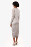 Fendi Silver Metallic FF Zucca Knit Midi Dress Size 42