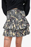 Isabel Marant Etoile Black Yellow Printed Skirt Size 38