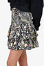Isabel Marant Etoile Black Yellow Printed Skirt Size 38