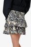 Isabel Marant Etoile Black Yellow Printed Skirt Size 38
