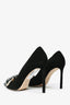 Jimmy Choo Black Suede Logo Heels Size 39