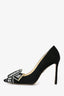 Jimmy Choo Black Suede Logo Heels Size 39