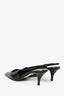 Saint Laurent Black Leather Silver Cap Toe Slingback Heels Size 37