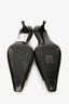 Saint Laurent Black Leather Silver Cap Toe Slingback Heels Size 37