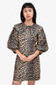 Ganni Brown Leopard Print Collared Dress Size 36