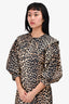 Ganni Brown Leopard Print Collared Dress Size 36