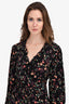 Maje Black Floral Printed Wrap Dress Size 3