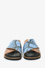 Ganni Blue/Brown Leather Snakeskin Embossed Slides Size 39