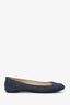 Pre-Loved Chanel™ Dark Denim Cap Toe Flats Size 39
