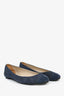 Pre-Loved Chanel™ Dark Denim Cap Toe Flats Size 39