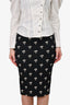 Victoria Beckham Black/White Daisy Print Zip Detail Pencil Skirt Size 4