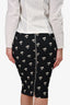 Victoria Beckham Black/White Daisy Print Zip Detail Pencil Skirt Size 4