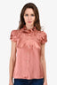 Prada Pink Ruched Button Down Blouse Size 38