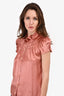 Prada Pink Ruched Button Down Blouse Size 38