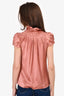 Prada Pink Ruched Button Down Blouse Size 38