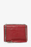 Saint Laurent Red Croc Embossed Leather 'Sunset'Medium Crossbody Bag