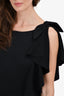 St. John Black Wool Knit Ruffle Detail Knee Length Dress Size 10