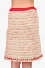 Chanel 2006 Beige/Pink Silk Tweed Knee Length Skirt Size 40