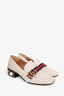 Gucci Off White Leather GG Peyton Pearl Loafers Size 35