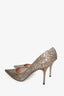 Jimmy Choo Gold Glitter Pointed Toe Heels Size 37.5