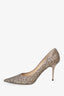Jimmy Choo Gold Glitter Pointed Toe Heels Size 37.5