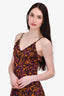 Max Mara Brown/Purple Pattern Sleeveless Mini Dress Size S