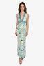 Emilio Pucci Green/White Printed Embellished Sleeveless Dress Size 10