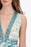 Emilio Pucci Green/White Printed Embellished Sleeveless Dress Size 10