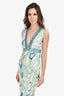 Emilio Pucci Green/White Printed Embellished Sleeveless Dress Size 10
