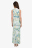 Emilio Pucci Green/White Printed Embellished Sleeveless Dress Size 10