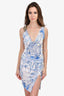 Emilio Pucci Blue/White Printed Embellished Shoulder Sleeveless Dress Size 4 US