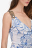 Emilio Pucci Blue/White Printed Embellished Shoulder Sleeveless Dress Size 4 US