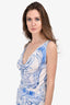 Emilio Pucci Blue/White Printed Embellished Shoulder Sleeveless Dress Size 4 US