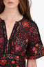 Burberry Black/Red Silk Floral Print V-Neck Sheer Dress Size 4