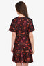 Burberry Black/Red Silk Floral Print V-Neck Sheer Dress Size 4