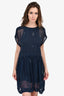 Isabel Marant Etoile Black/Blue Frayed Hem Sleeveless Dress Size 36