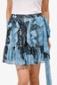 Ulla Johnson Blue/Black Silk Ruffle Mini Skirt Size 4