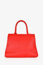 Delvaux Red Leather Brilliant Top Handle MM with Strap