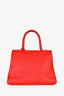 Delvaux Red Leather Brillant Top Handle MM with Strap