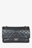 Chanel Black Distressed Leather 2.55 Double Flap Bag